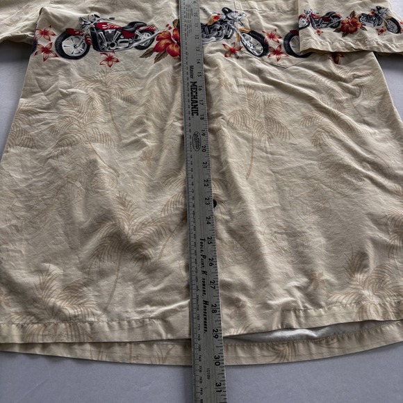 Winnie Fashion L Hawaiian Aloha Shirt Motorcycles Hibiscus Made in Hawaii Cotton - Picture 7 of 9